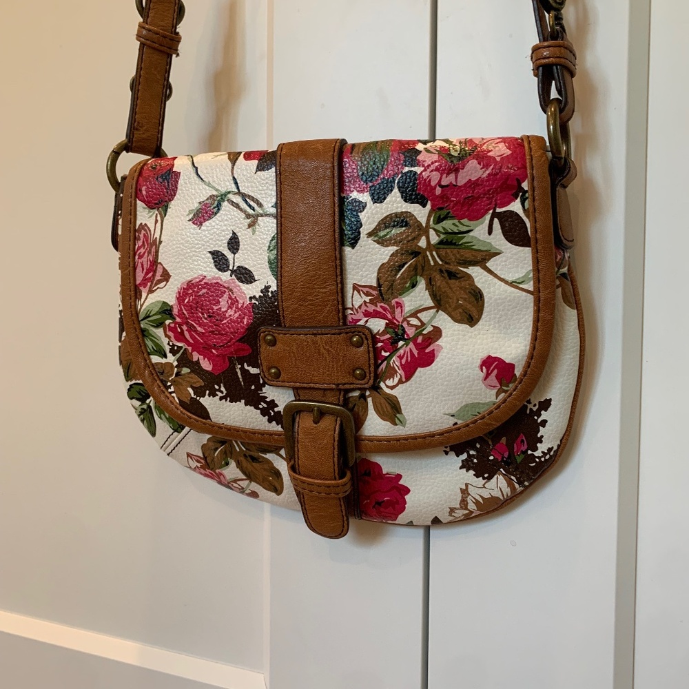 ALDO Crossbody Floral Purse with Cognac Accents
